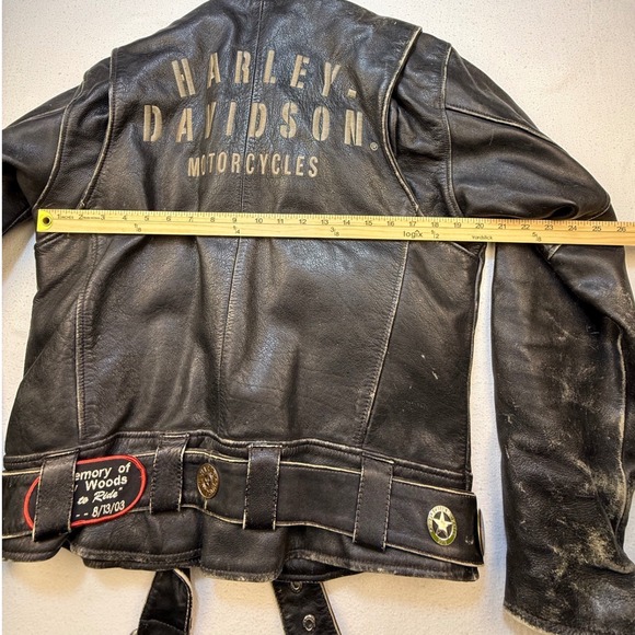 Harley Davidson Leather Jacket Mens M Black Biker Distressed Vintage CA03402 USA - Picture 8 of 11